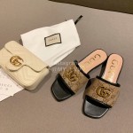 Gucci Classic Gg Button Calf Slippers For Women Brown
