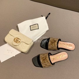 Gucci Classic Gg Button Calf Slippers For Women Brown