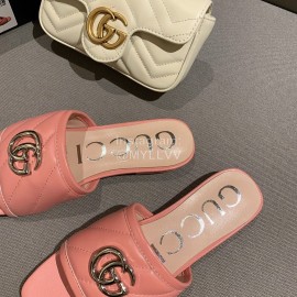 Gucci Classic Gg Button Calf Slippers For Women Pink