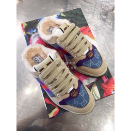 Gucci Winter Lamb Wool Casual Sneakers For Men And Women Blue