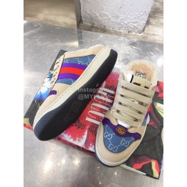Gucci Winter Lamb Wool Casual Sneakers For Men And Women Blue