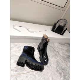 Gucci Autumn Winter New Mid Zipper Patent Leather Boots Black