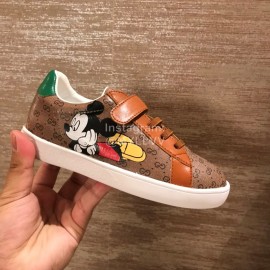 Gucci Co Branded Disney Kids Velcro Casual Shoes Brown