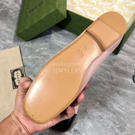 Gucci Carved Double G Flat Ballet Shoes For Women Pink