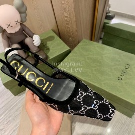 Gucci Bling Bling Diamond Mesh High Heel Sandals For Women Black