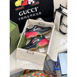 Gucci Calf Leather Thick Soled Sneakers For Men And Women Black