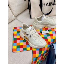 Gucci Calf Leather Thick Soled Sneakers For Men And Women