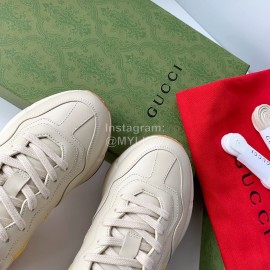Gucci Calf Leather Yellow Star Thick Soled Casual Sneakers For Men And Women