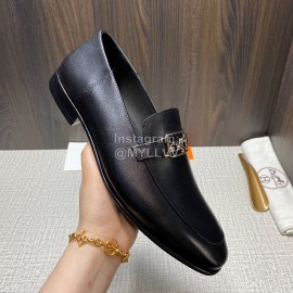 Hermes Blaise Leather Vintage Loafers For Men Black