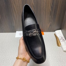 Hermes Blaise Leather Vintage Loafers For Men Black