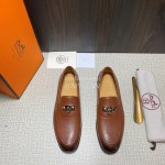 Hermes Cowhide Casual Blaise Loafers For Men Brown