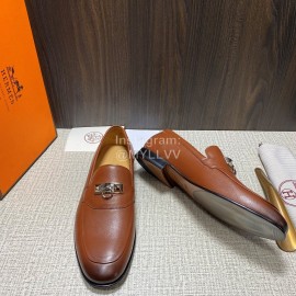 Hermes Cowhide Casual Blaise Loafers For Men Brown