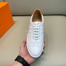 Hermes White Calf Leather Casual Sneakers For Men