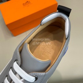 Hermes Fashion Calf Leather Casual Sneakers For Men Gray