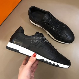 Hermes Summer Leather Casual Sneakers For Men Black