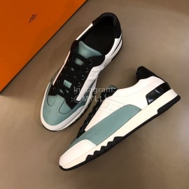 Hermes Summer Leather Casual Sneakers For Men Green