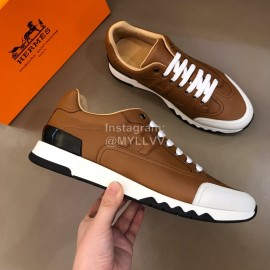 Hermes Summer Leather Casual Sneakers For Men Brown
