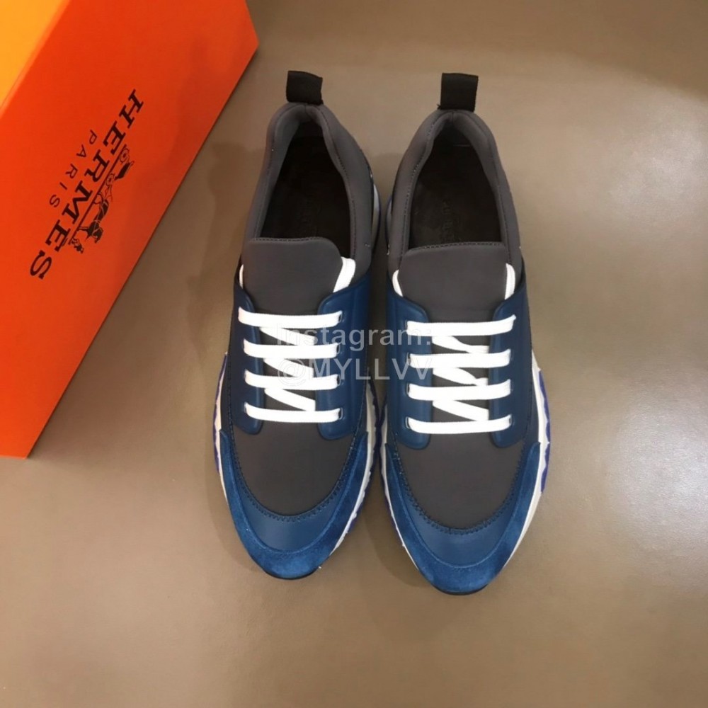 Hermes Summer Leather Casual Sneakers For Men Blue