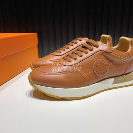 Hermes Cowhide Casual Drive Sneakers For Men Brown