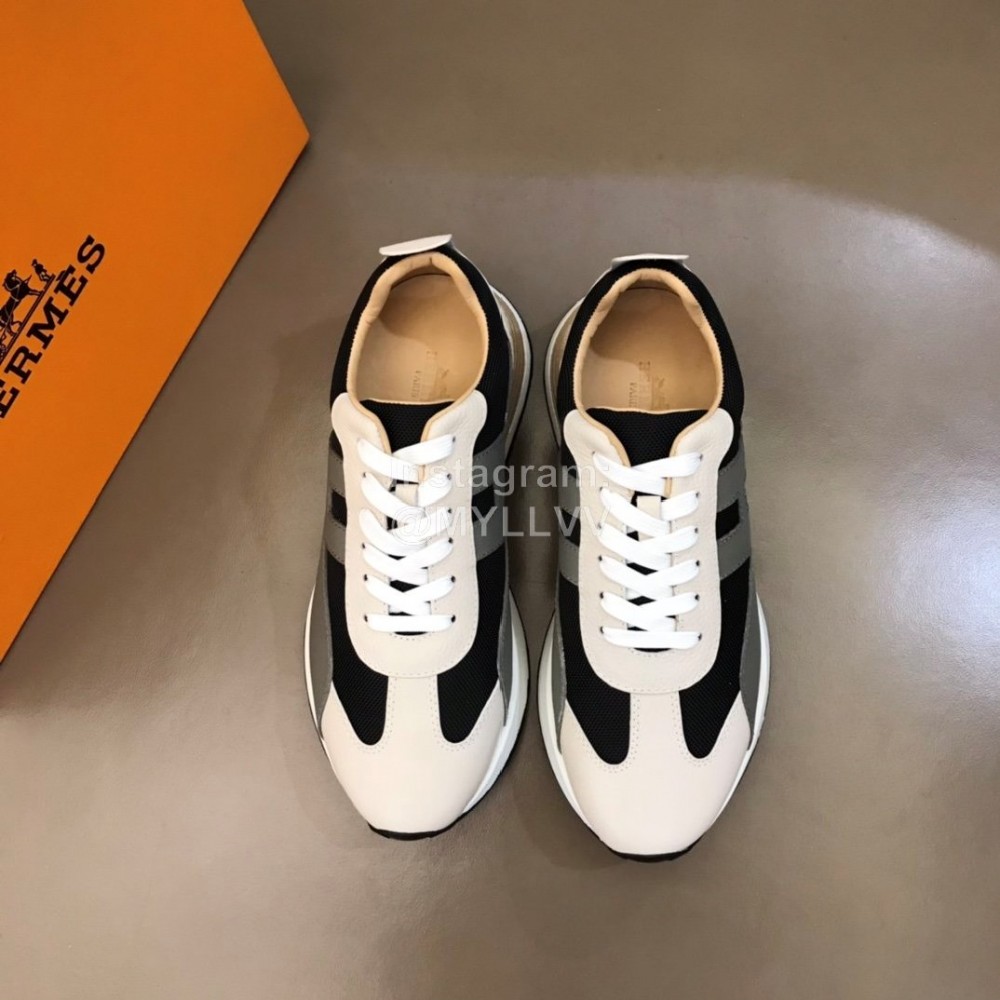 Hermes Color Matching Cowhide Sneakers For Men 