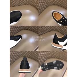 Hermes Color Matching Cowhide Sneakers For Men Black