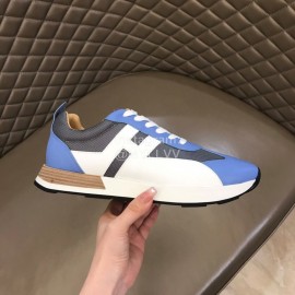 Hermes Color Matching Cowhide Sneakers For Men Blue