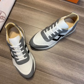Hermes Fashion Calf Leather Casual Sneakers For Men 