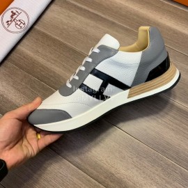 Hermes Fashion Calf Leather Casual Sneakers For Men 