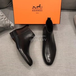 Hermes Cowhide Black Chelsea Boots For Men