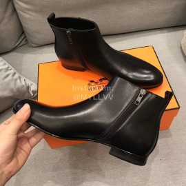 Hermes Cowhide Black Chelsea Boots For Men