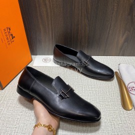 Hermes Vintage Cowhide Casual Loafers For Men Black