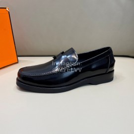 Hermes Cowhide Business Loafers For Men Black