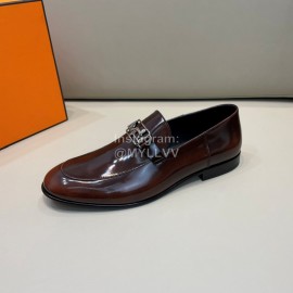 Hermes Cowhide Business Loafers For Men Brown