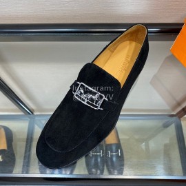 Hermes Velvet Calf Leather Business Loafers For Men 