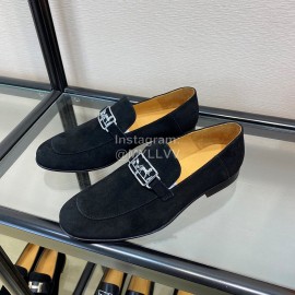 Hermes Velvet Calf Leather Business Loafers For Men 