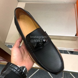 Hermes Classic Calf Leather Business Shoes For Men Black