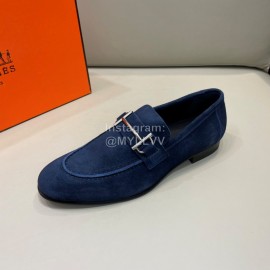 Hermes Blue Velvet Cowhide Casual Business Shoes For Men