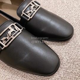 Hermes Autumn Vintage Leather Muller Shoes Black