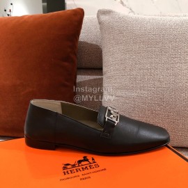 Hermes Autumn Vintage Leather Muller Shoes Black