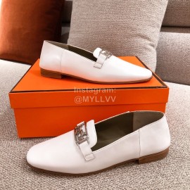 Hermes Autumn Vintage Leather Muller Shoes White