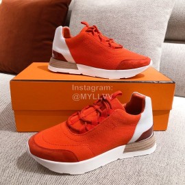 Hermes Autumn Winter Couple Retro Sneakers Orange