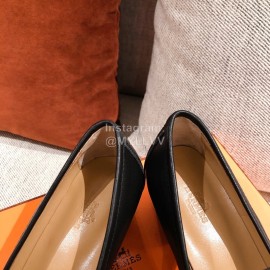 Hermes Classic Autumn Winter Leather Shoes For Women Black