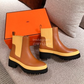 Hermes Autumn Winter Color Matching Boots Brown