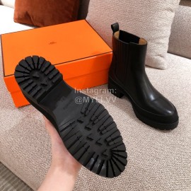 Hermes Autumn Winter Color Matching Boots Black