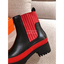 Hermes Autumn Winter Color Matching Boots Red