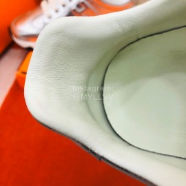 Hermes Couple Calfskin Silver Casual Sneakers