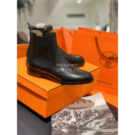 Hermes Black Calf Short Boots For Women