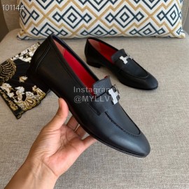 Hermes Classic Calf Leather Flat Heel Shoes 