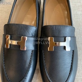 Hermes Classic Calf Leather Women Flat Heel Shoes For Women