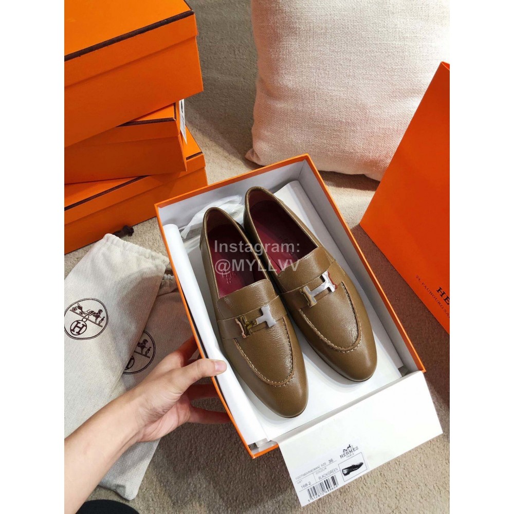 Hermes Classic Royal Leather Shoes Brown